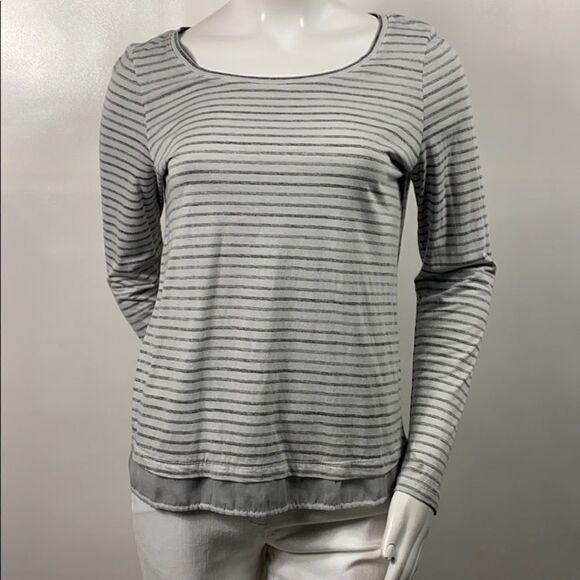 Espirt Stripped Grey Stripped  Top Size: S - Picture 1 of 7